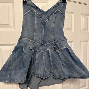 Fashion Nova Heather Denim Micro Mini Dress - Blue